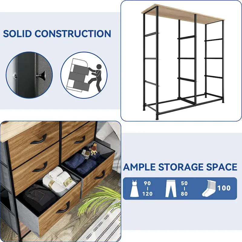 Modern 8-drawers Vertical Fabric Dresser Bedroom Storage Tower