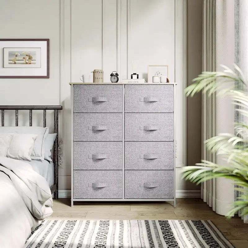 Modern 8-drawers Vertical Fabric Dresser Bedroom Storage Tower