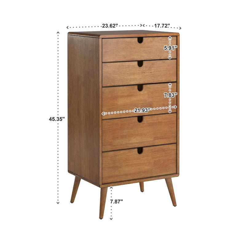 Clark Oak Finish 5-drawer Chest