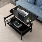 Lift Top Glass Coffee Table with Storage for Living Room Home Office