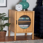 Naresh Mid-Century Modern Transitional Natural Brown Bamboo Wood 1-Door End Table