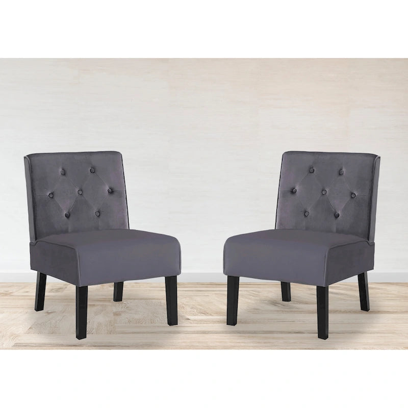 Nixon Velvet Tufted Back Accent Chair Set of 2