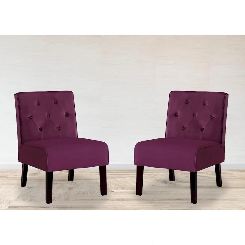 Nixon Velvet Tufted Back Accent Chair Set of 2