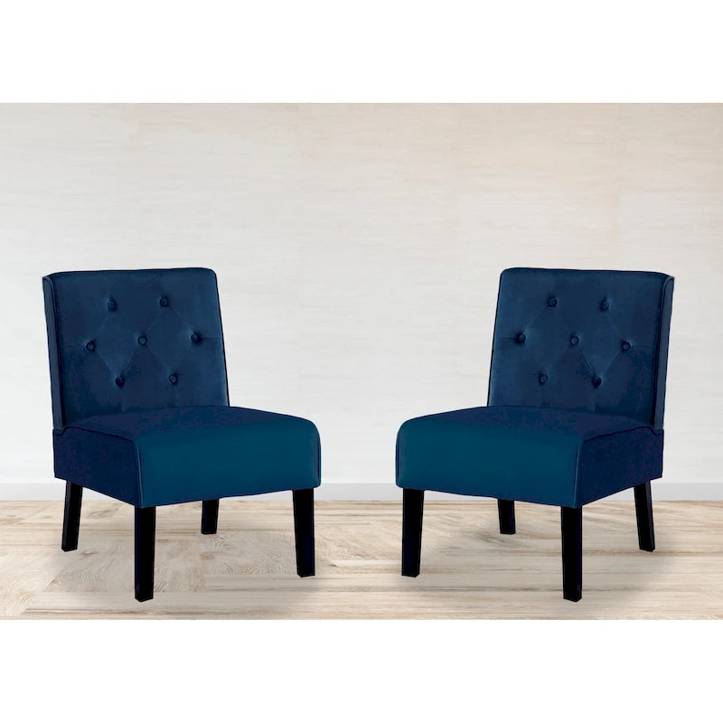 Nixon Velvet Tufted Back Accent Chair Set of 2