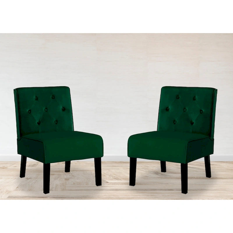 Nixon Velvet Tufted Back Accent Chair Set of 2