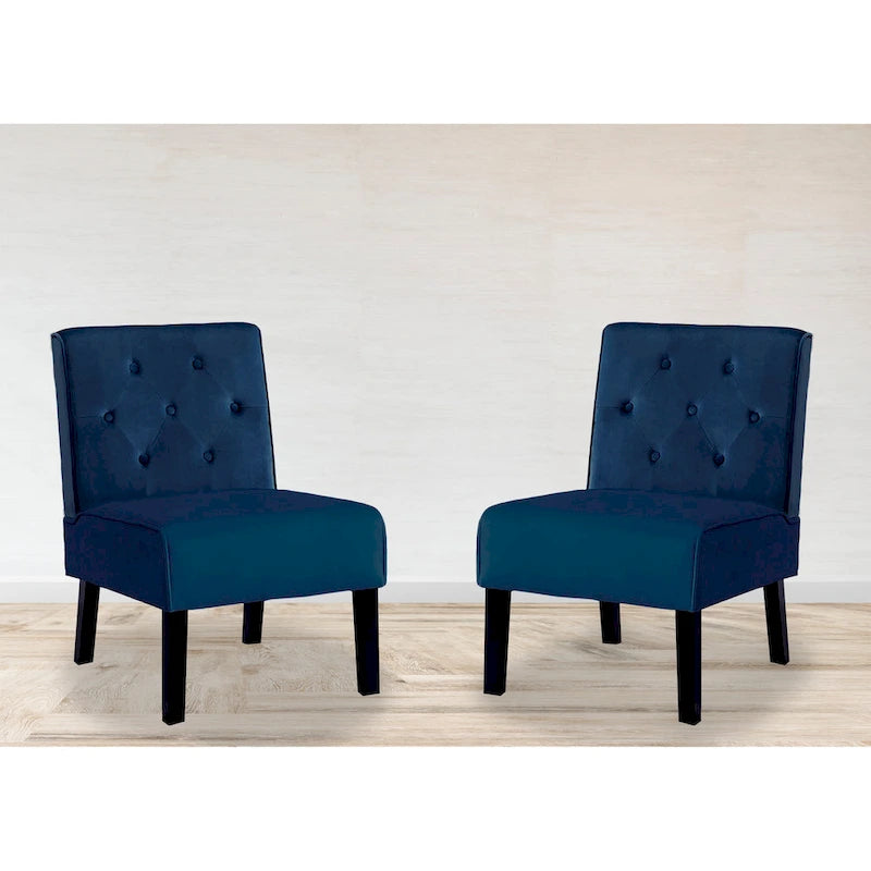 Nixon Velvet Tufted Back Accent Chair Set of 2