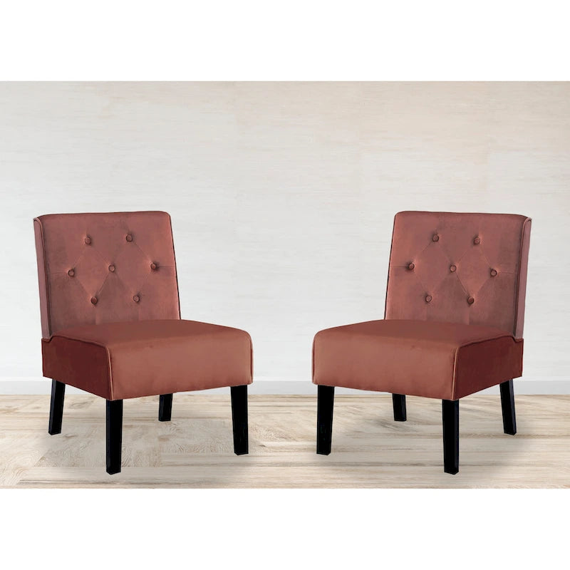 Nixon Velvet Tufted Back Accent Chair Set of 2