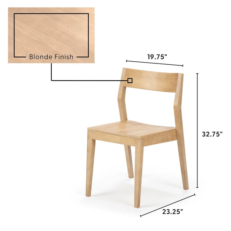 Modern Solid Wood Dining Chair - Set of 2