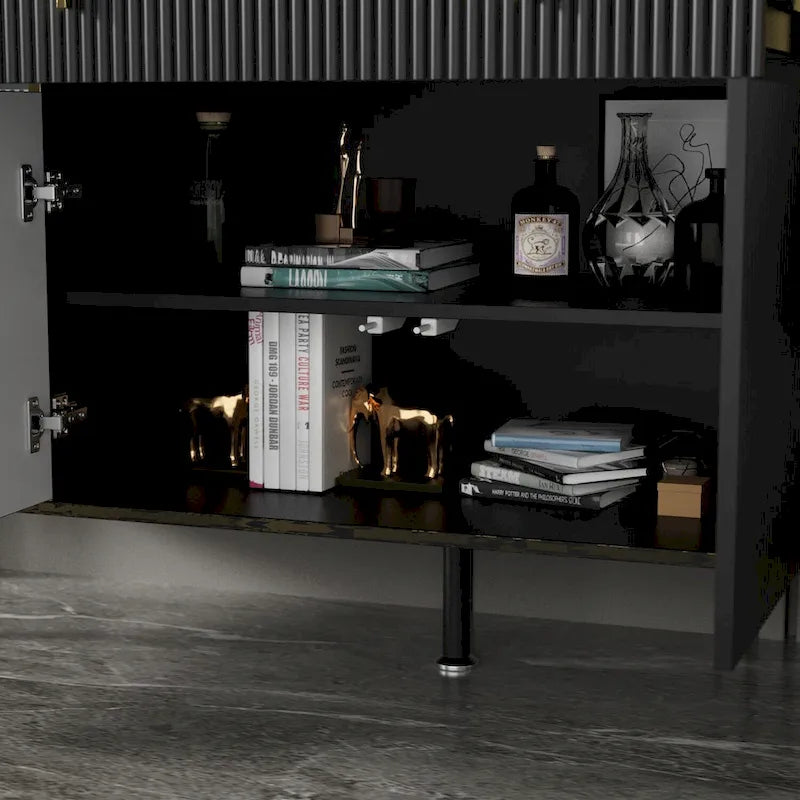 4 Doors Kitchen Sideboard 2 Top Drawers Accent Storage Cabinet