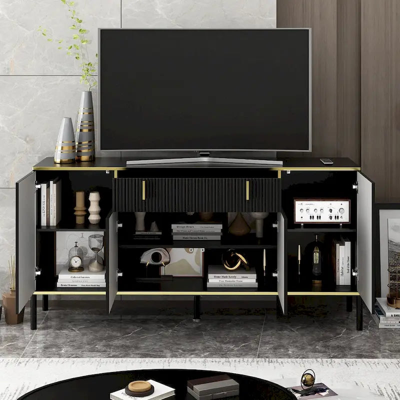 4 Doors Kitchen Sideboard 2 Top Drawers Accent Storage Cabinet