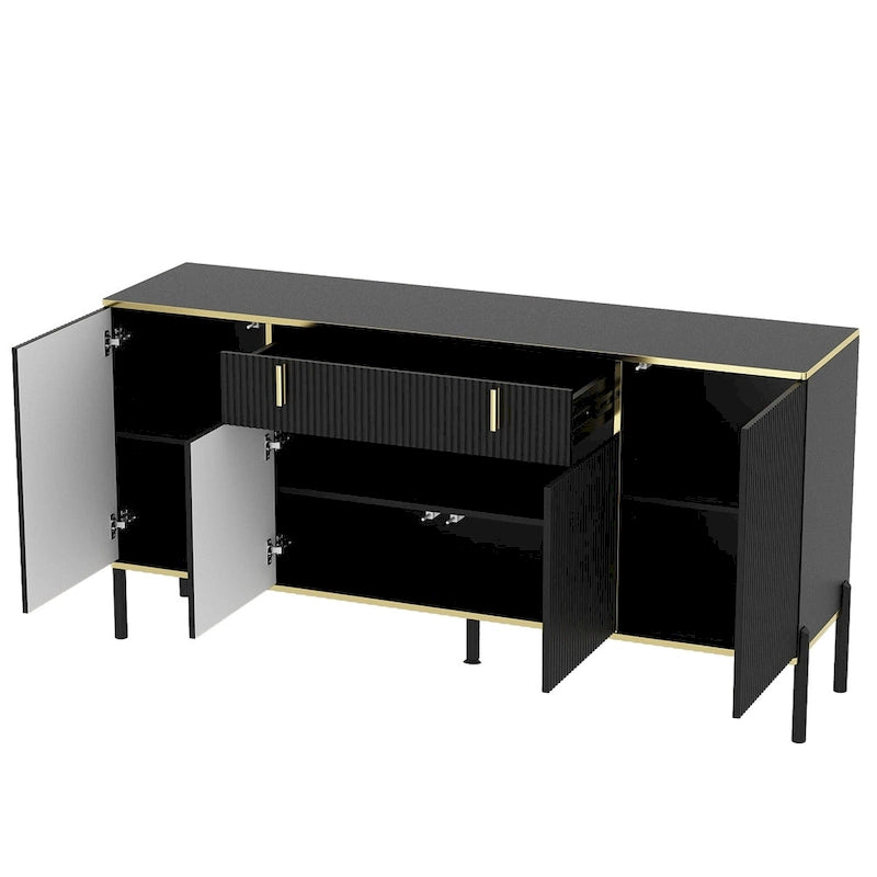 4 Doors Kitchen Sideboard 2 Top Drawers Accent Storage Cabinet