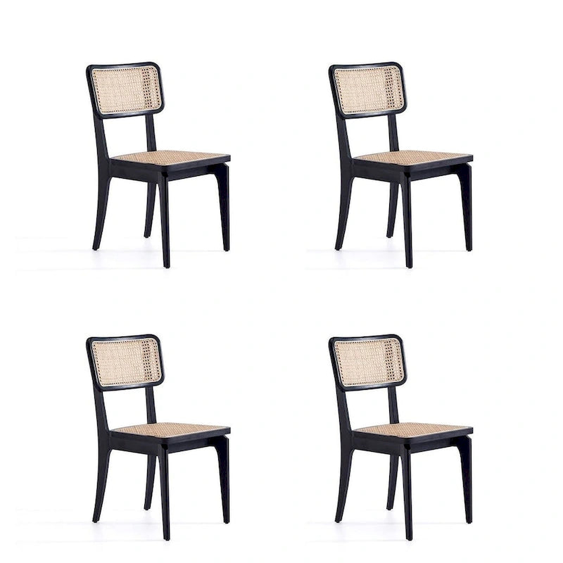 Giverny Dining Chair in Black and Natural Cane - Set of 2