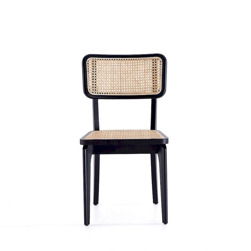 Giverny Dining Chair in Black and Natural Cane - Set of 2