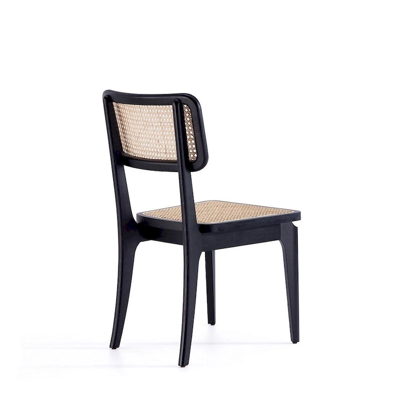 Giverny Dining Chair in Black and Natural Cane - Set of 2