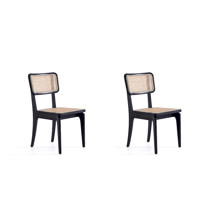 Giverny Dining Chair in Black and Natural Cane - Set of 2