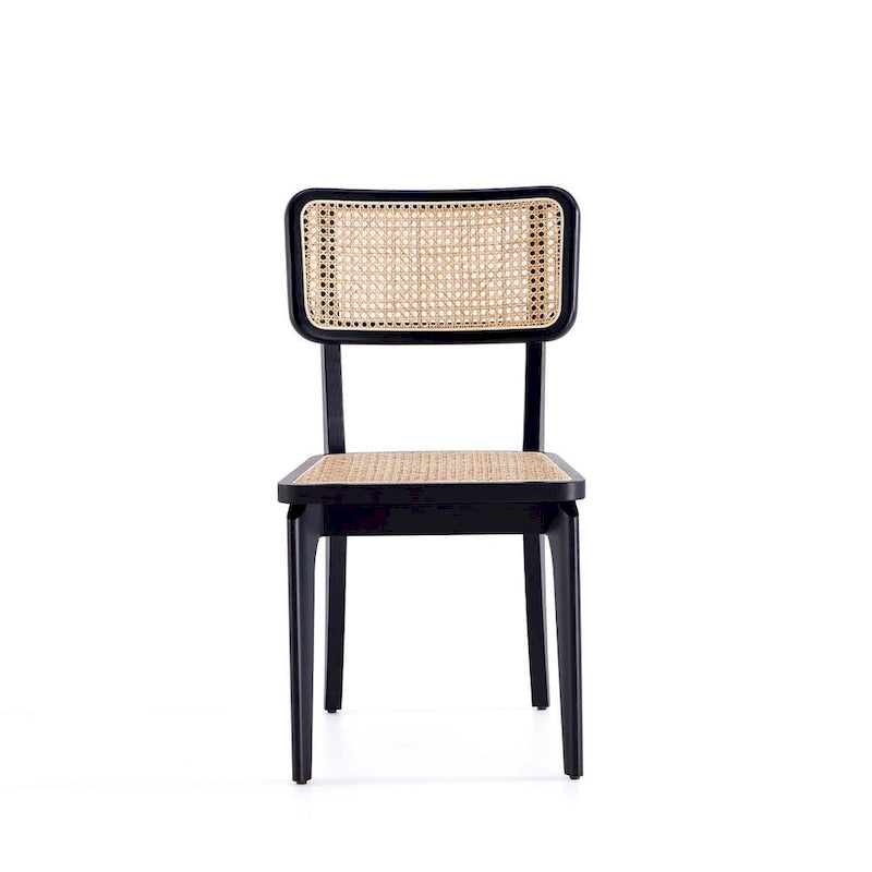 Giverny Dining Chair in Black and Natural Cane - Set of 2