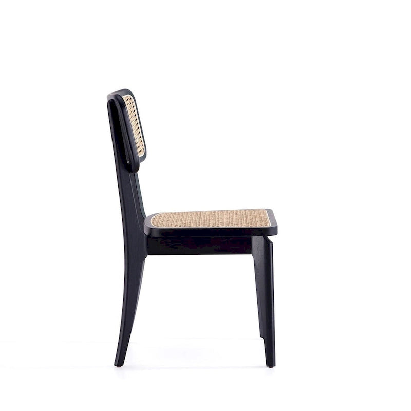 Giverny Dining Chair in Black and Natural Cane - Set of 2