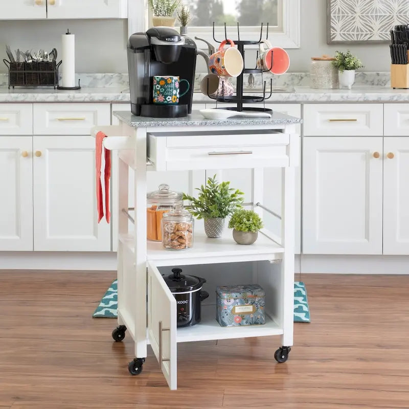 Mobile Kitchen Cart with Granite Top