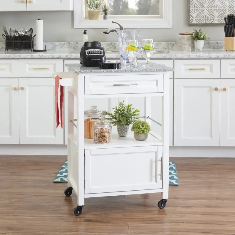 Mobile Kitchen Cart with Granite Top