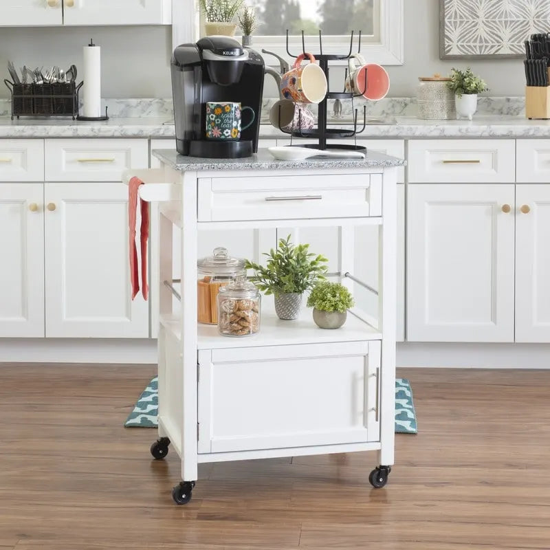 Mobile Kitchen Cart with Granite Top