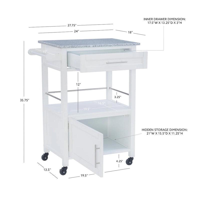 Mobile Kitchen Cart with Granite Top