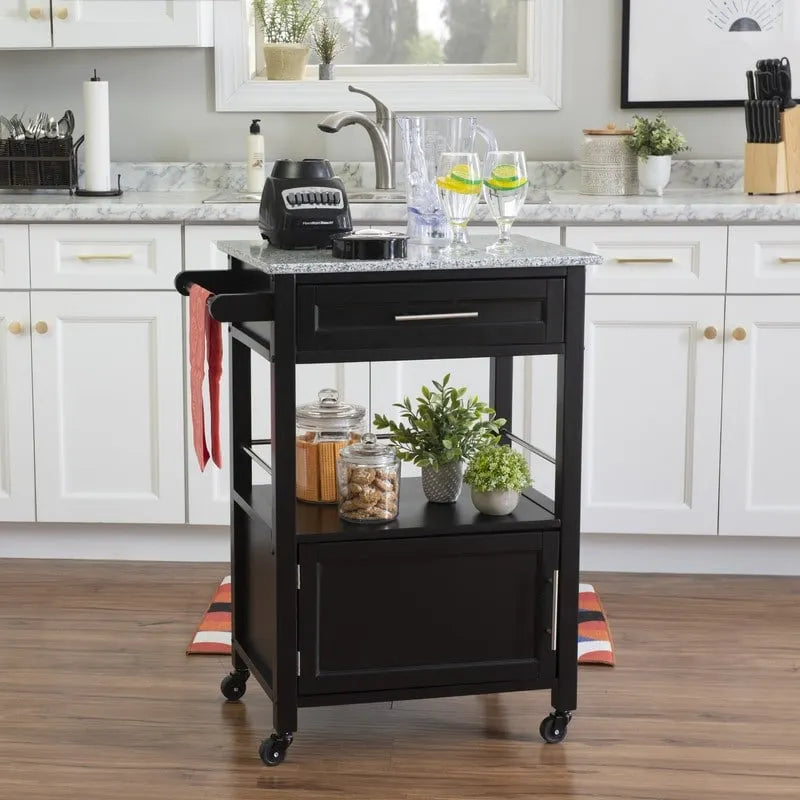 Mobile Kitchen Cart with Granite Top