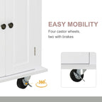 Rolling Kitchen Island Cart with Rubber Wood Top, Spice Rack, Towel Rack & Drawers for Dining Room