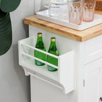 Rolling Kitchen Island Cart with Rubber Wood Top, Spice Rack, Towel Rack & Drawers for Dining Room