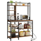 Kitchen Bakers Rack Utility Storage Shelf with Power Outlets Microwave Oven Stand