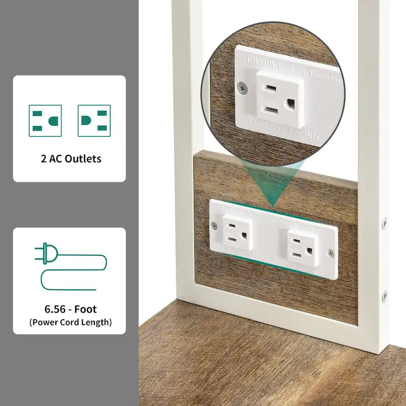 Kitchen Bakers Rack Utility Storage Shelf with Power Outlets Microwave Oven Stand