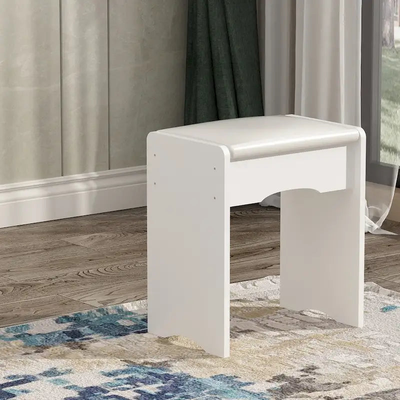 Makeup Vanity Set wi/Lighted Mirror, Storage Shelves and Drawers White - 31.5L x 15.7W x 55.1H