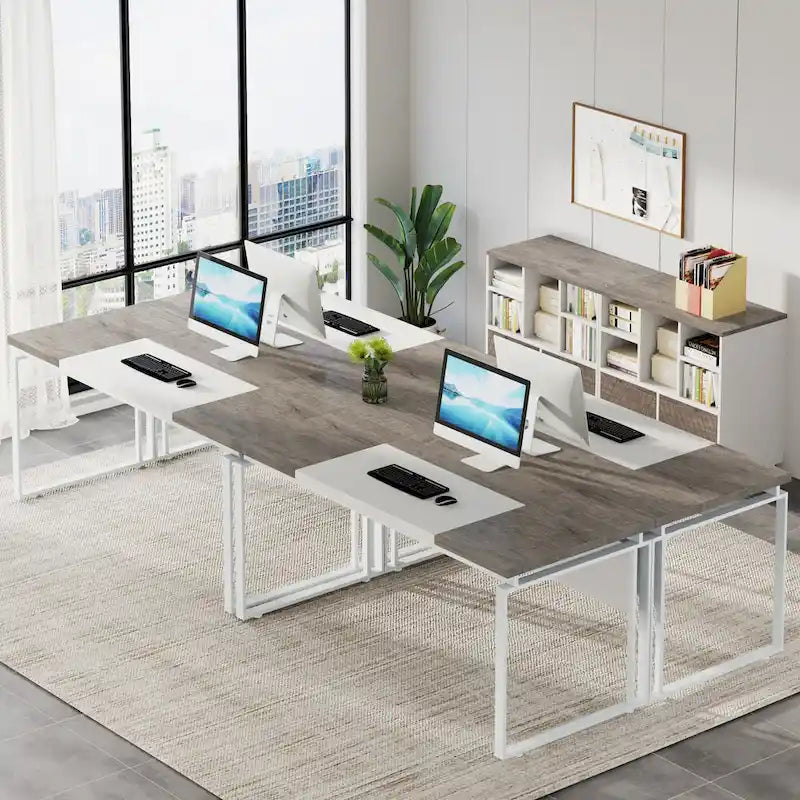 63 L-Shaped Computer Desk Executive Desks with Reversible File Cabinet and Storage Drawers for Home Office
