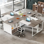63 L-Shaped Computer Desk Executive Desks with Reversible File Cabinet and Storage Drawers for Home Office
