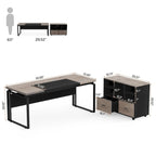 63 L-Shaped Computer Desk Executive Desks with Reversible File Cabinet and Storage Drawers for Home Office