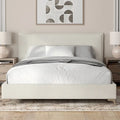 Lottie Cream Boucle Upholstered Queen Platform Bed Frame