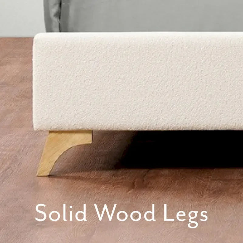 Lottie Cream Boucle Upholstered Queen Platform Bed Frame