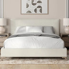 Lottie Cream Boucle Upholstered Queen Platform Bed Frame