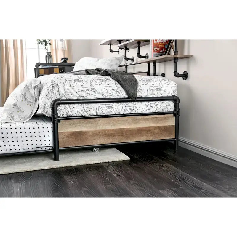 Furniture of America Pern Industrial Black Metal Twin Corner Daybed