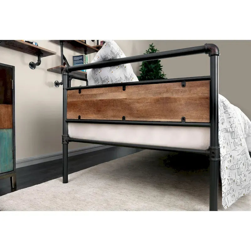 Furniture of America Pern Industrial Black Metal Twin Corner Daybed