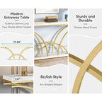 70.9 Inch Long Console Table Gold Sofa Table with White Faux Marble Tabletop for Entryway Living Room