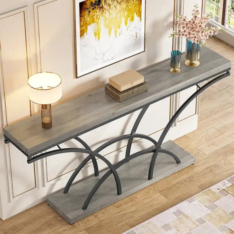 70.9 Inch Long Console Table Gold Sofa Table with White Faux Marble Tabletop for Entryway Living Room