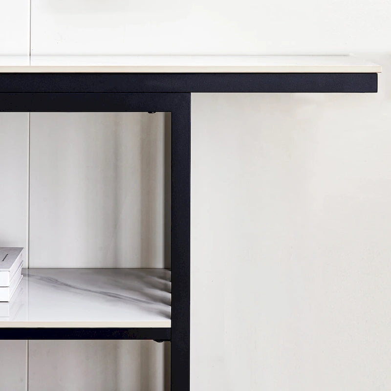 Modern Console Table, Metal Frame with Adjustable foot pads for Entrance, Corridor, Living room & Office.(Black)