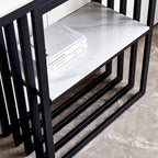 Modern Console Table, Metal Frame with Adjustable foot pads for Entrance, Corridor, Living room & Office.(Black)