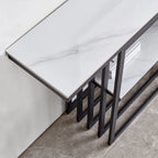 Modern Console Table, Metal Frame with Adjustable foot pads for Entrance, Corridor, Living room & Office.(Black)