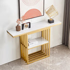 Modern Console Table, Metal Frame with Adjustable foot pads for Entrance, Corridor, Living room & Office.(Black)