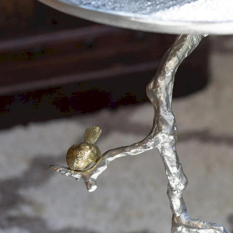 28 White and Gold Welling Demilune Round Side Table