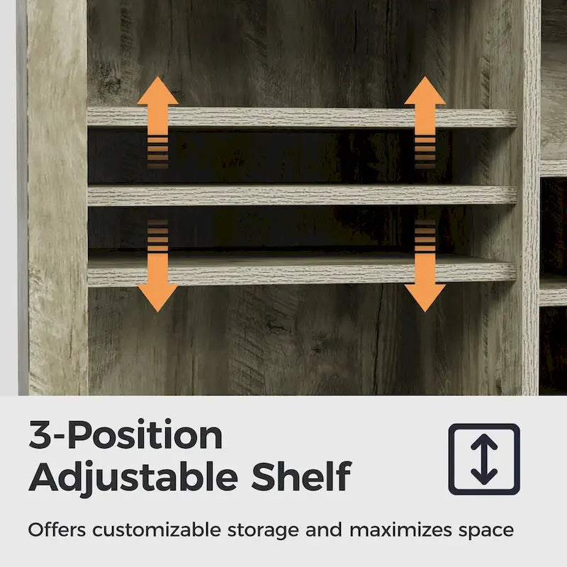 51.96 Inch Bar Cabinet with Wine Rack and Large Storage