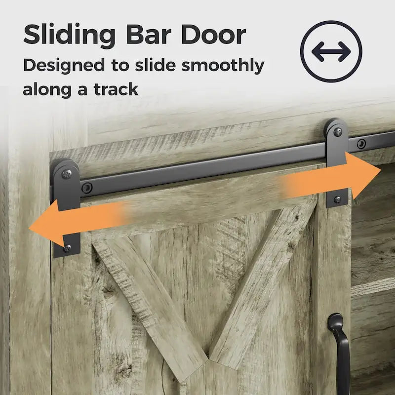 51.96 Inch Bar Cabinet with Wine Rack and Large Storage