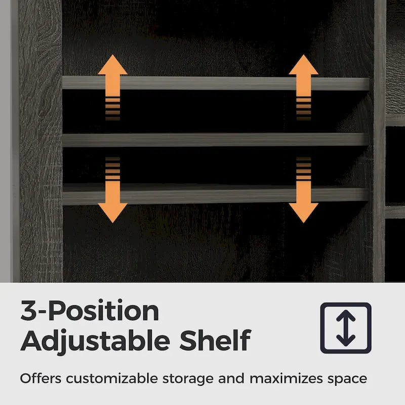 51.96 Inch Bar Cabinet with Wine Rack and Large Storage