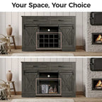 51.96 Inch Bar Cabinet with Wine Rack and Large Storage